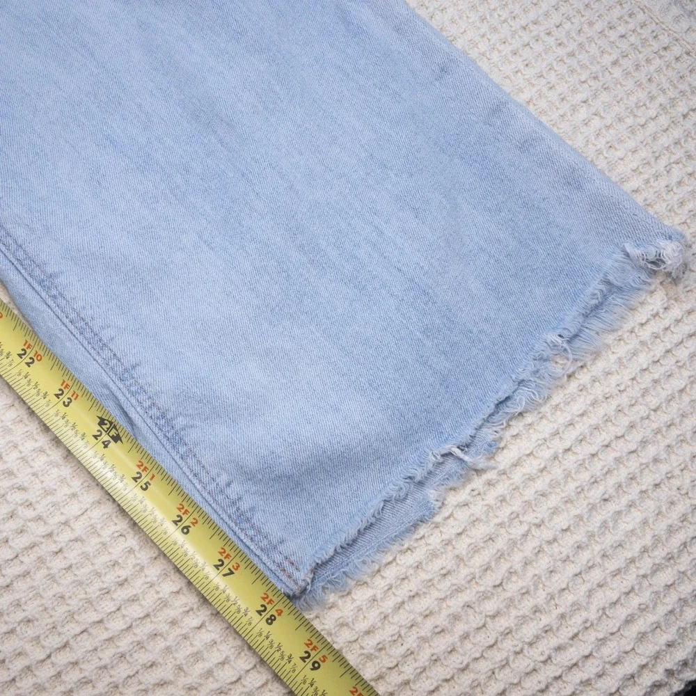 American Eagle Wide Leg High Rise Light Wash Raw Hem Jeans Women 2 Regular